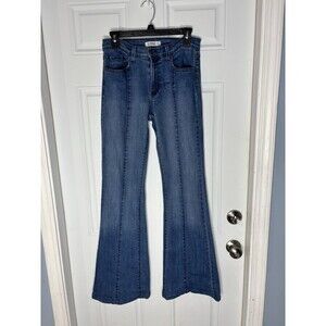 O2 Denim Hollywood USA Made Size 28 High Rise Medium Wash Flare Jeans 32” Inseam